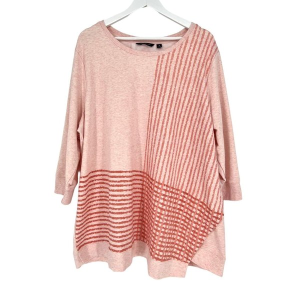 Halston Tops - H by Halston Plus Size 3X Sweater Top Heather Pink 3/4 Sleeve Stretch Knit